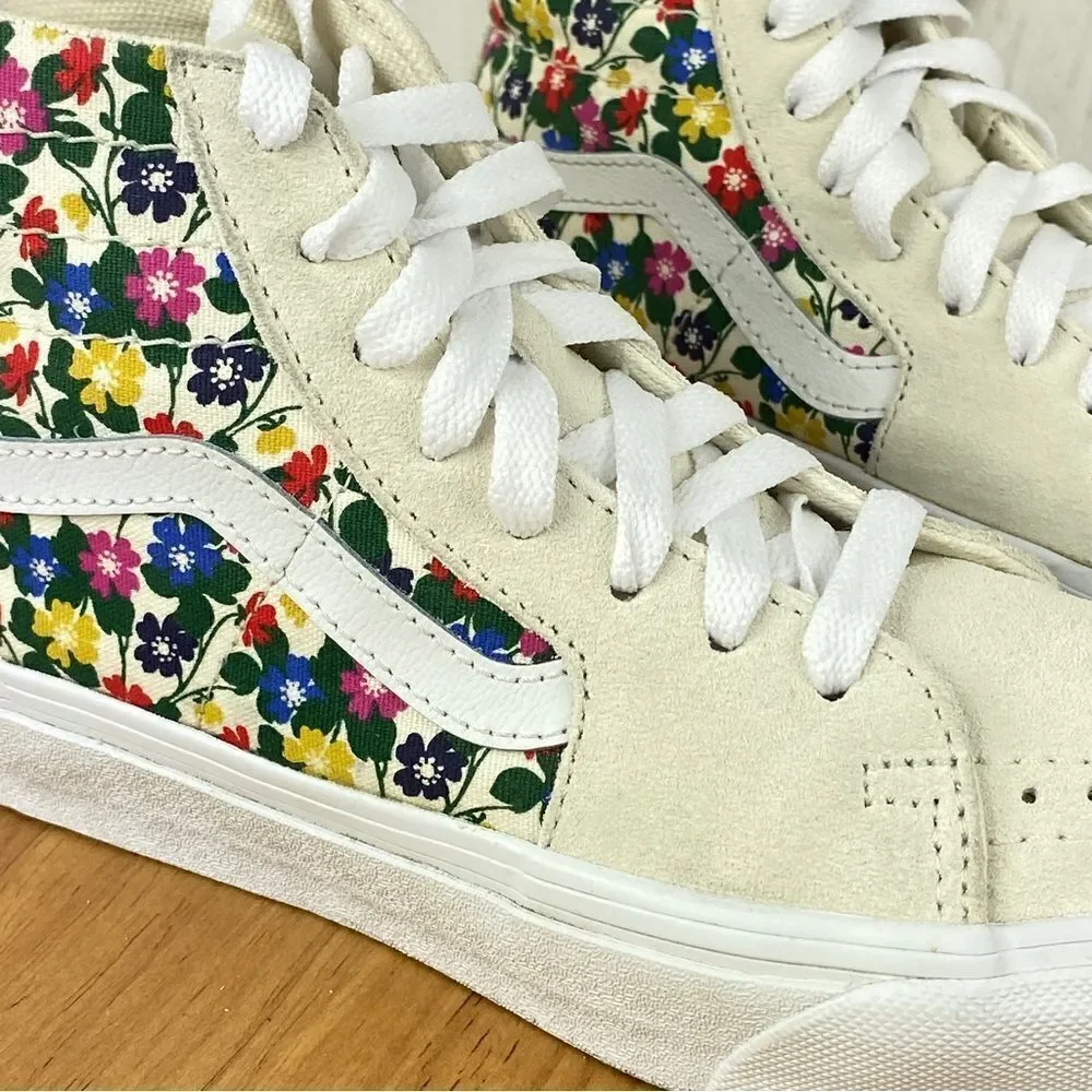 Vans Sk8 Hi Tapered Floral Sneakers White Suede Canvas‎ Multi 3.5 Men 5 Women